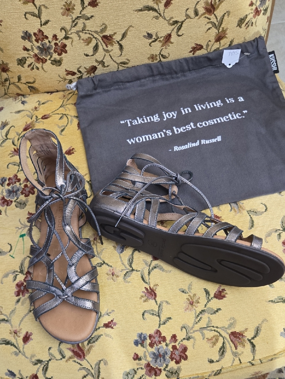 Kenneth Cole Metallic Bronze Lace-Up Strappy Sandals